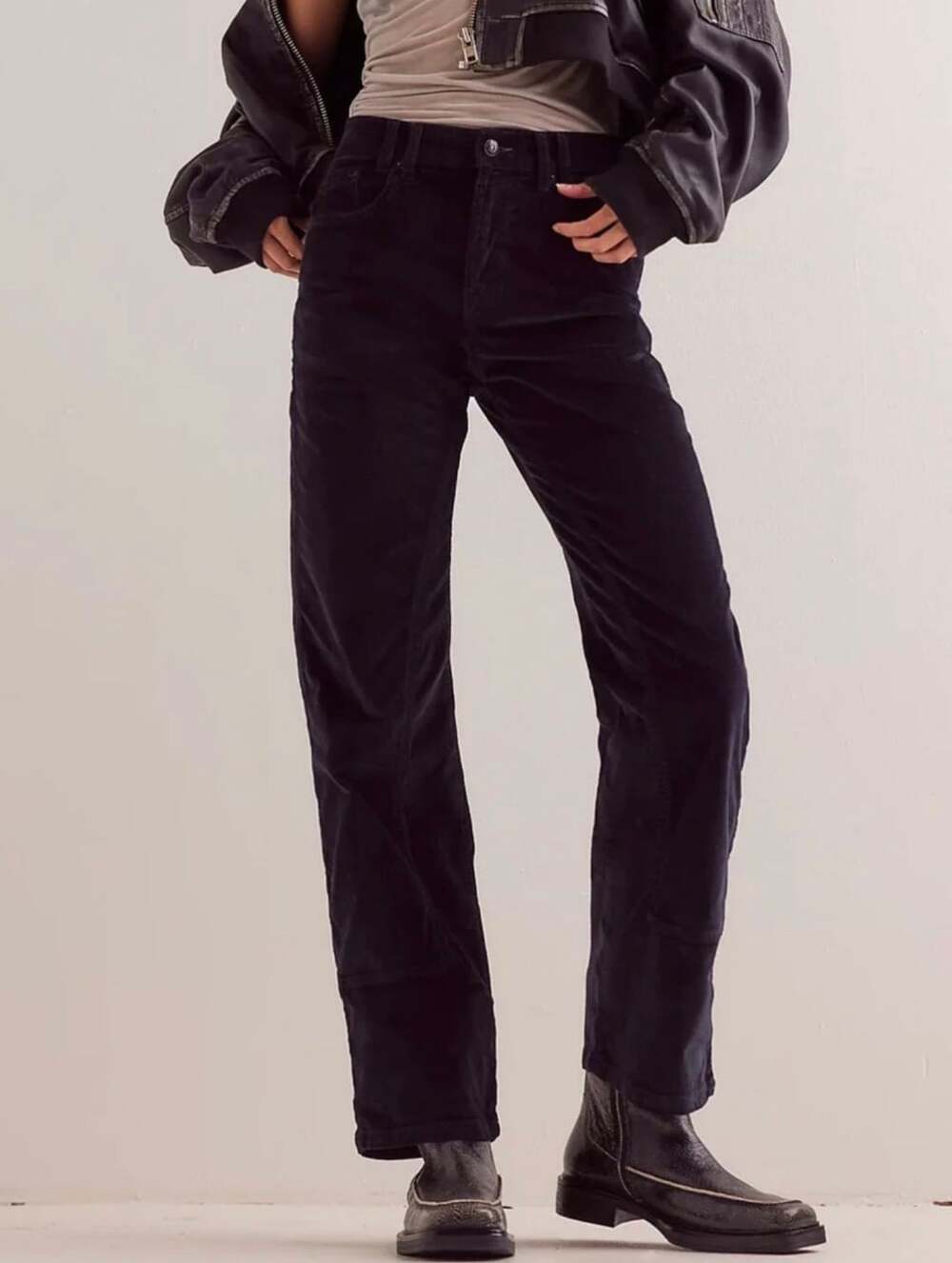 We The Free Risk Taker Corduroy Straight Leg Pants Size 28 Black